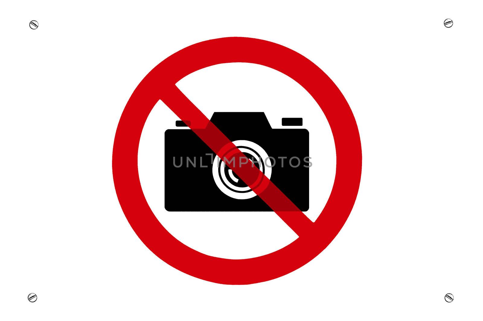 No photos prohibition sign with screws