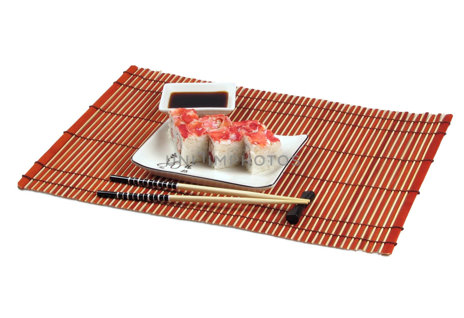 sushi dinner are located on bamboo mat by Svetovid