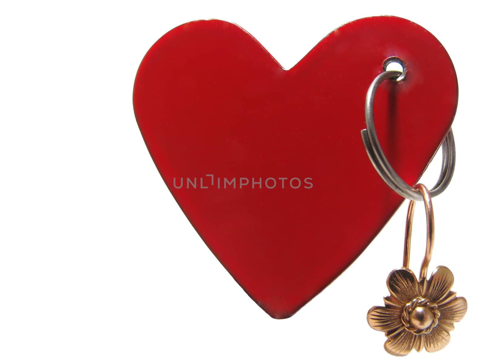 Valentine, a composition from heart, and earring. It is isolated on a white background