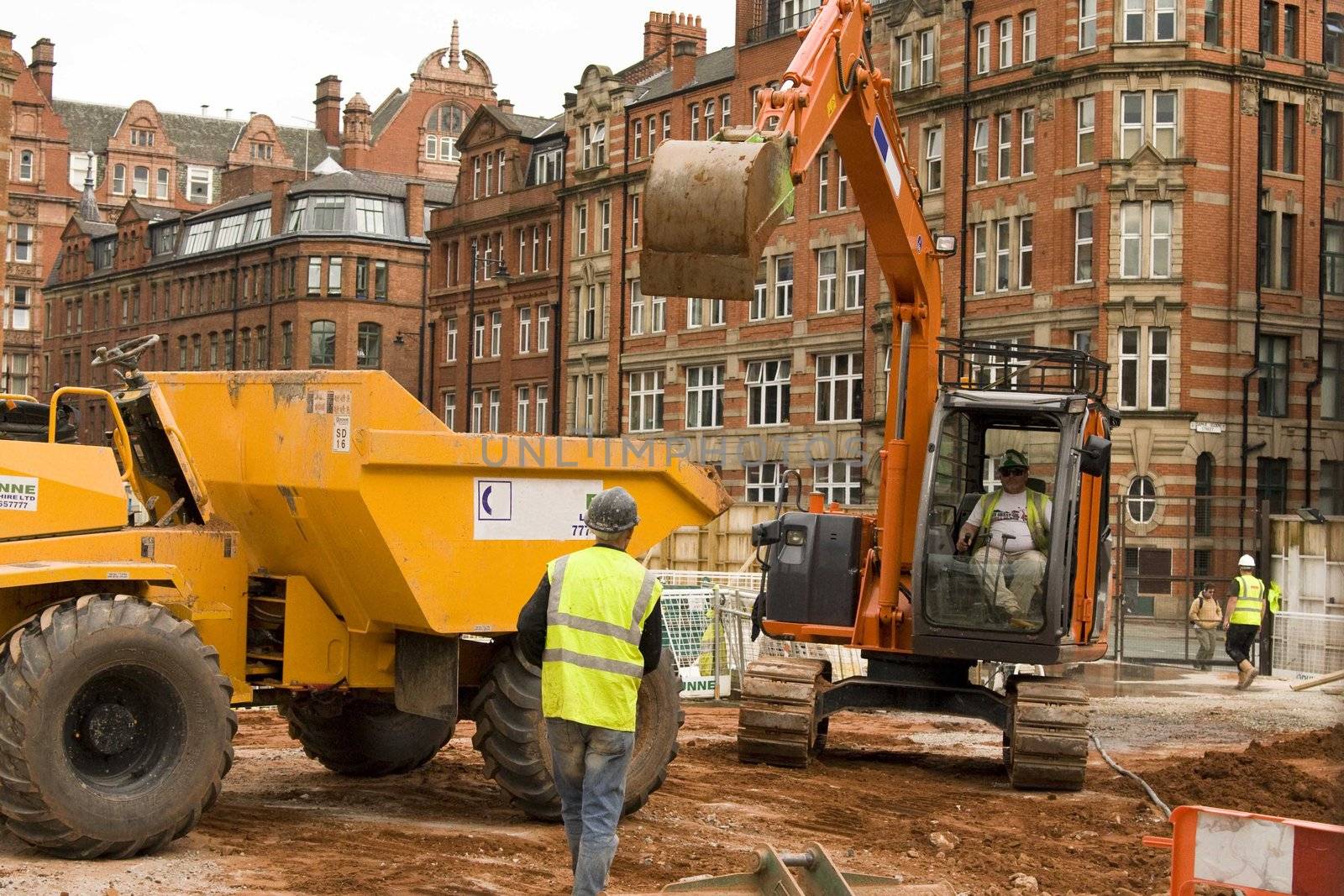 Construction site and two men