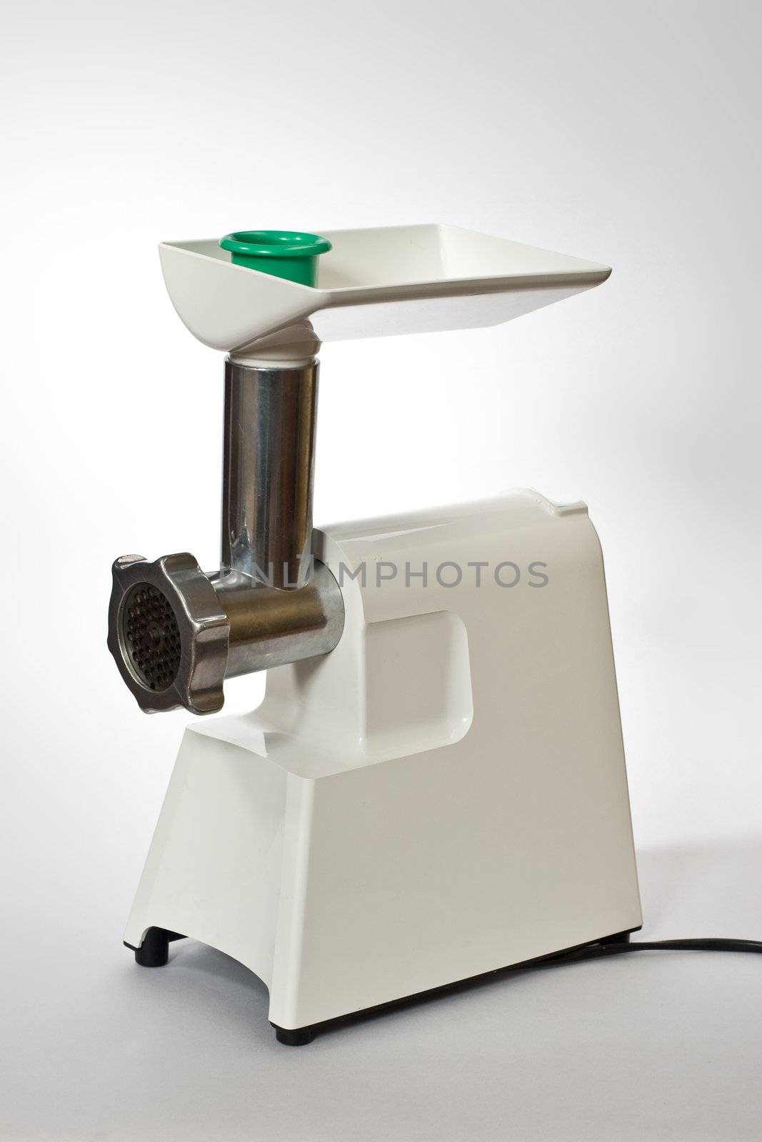 kitchen series: meat grinder over white background