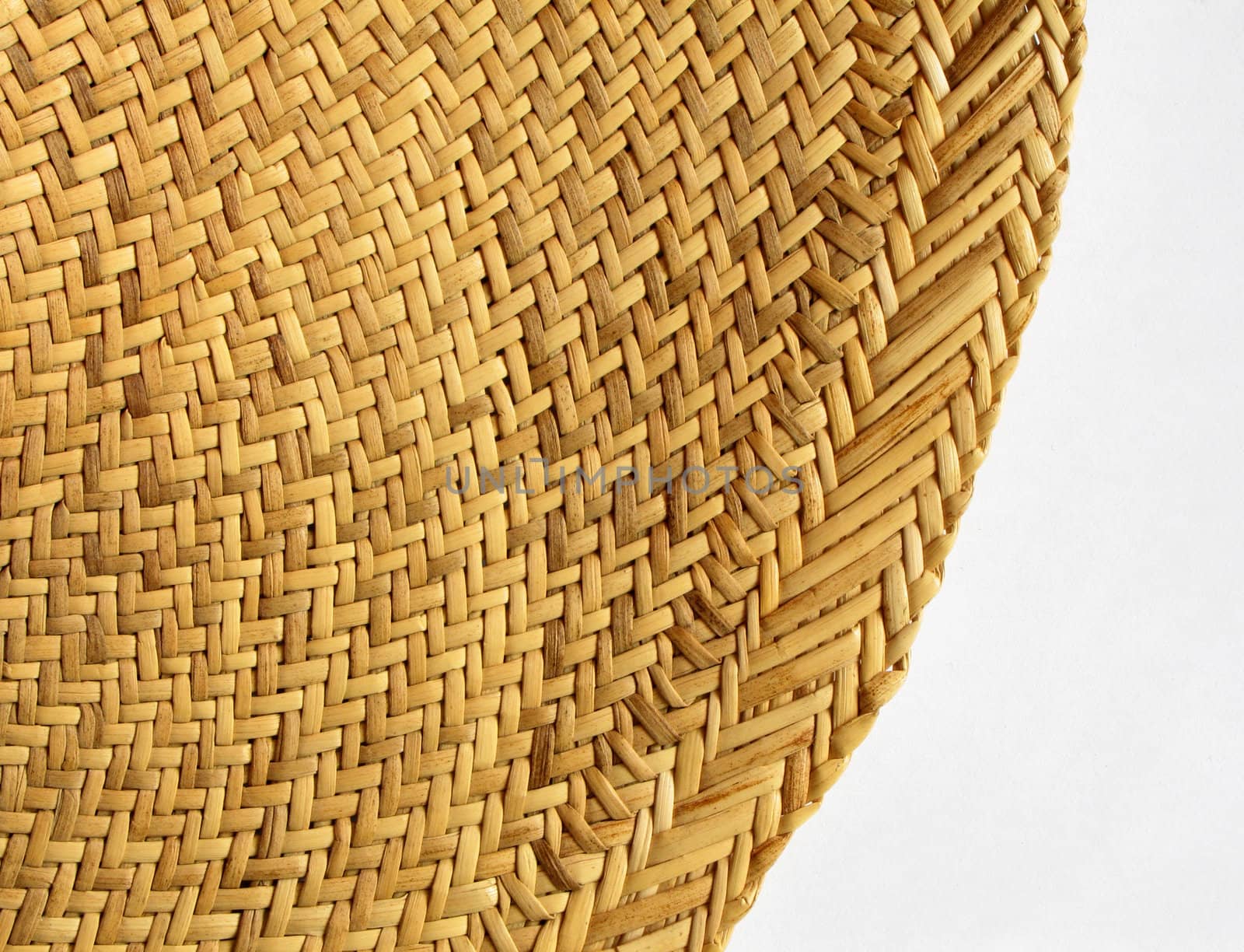 straw hat detail with white background