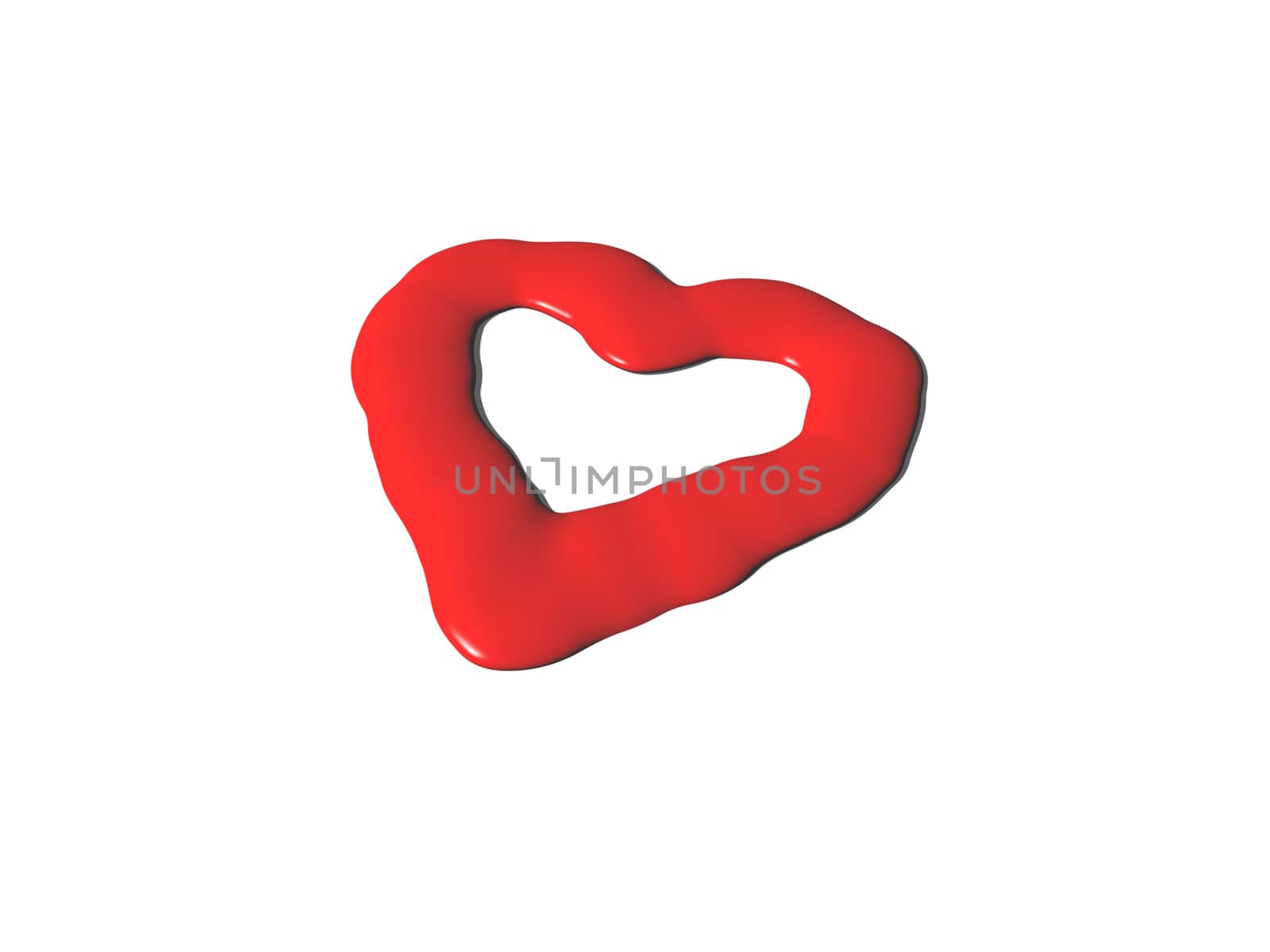 liquid red heart symbol on white background - 3d illustration