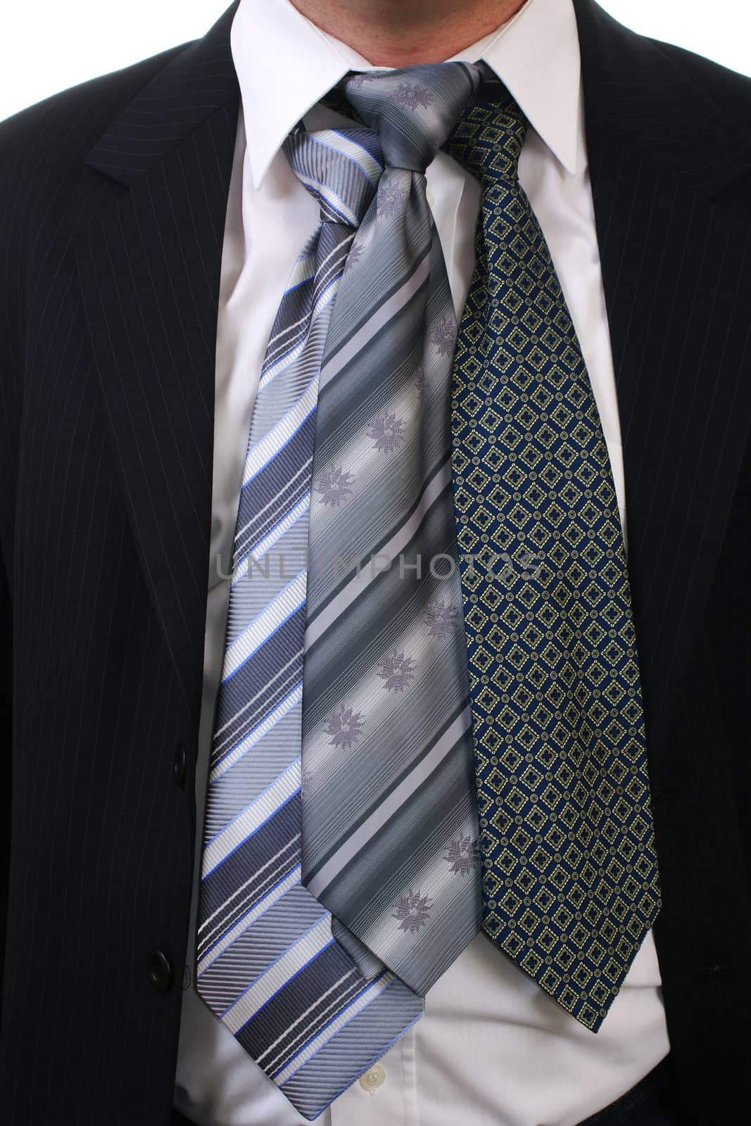 Businessman with three tie close-up