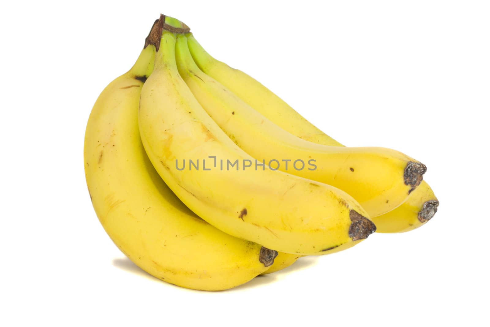 close up of a bunch of bananas isolated on white