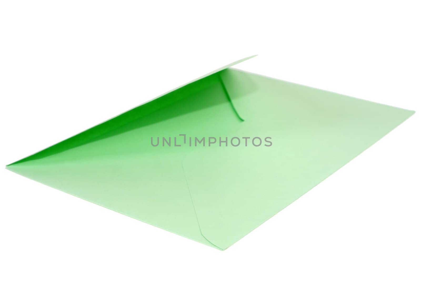 Green blank envelope isolated on white background