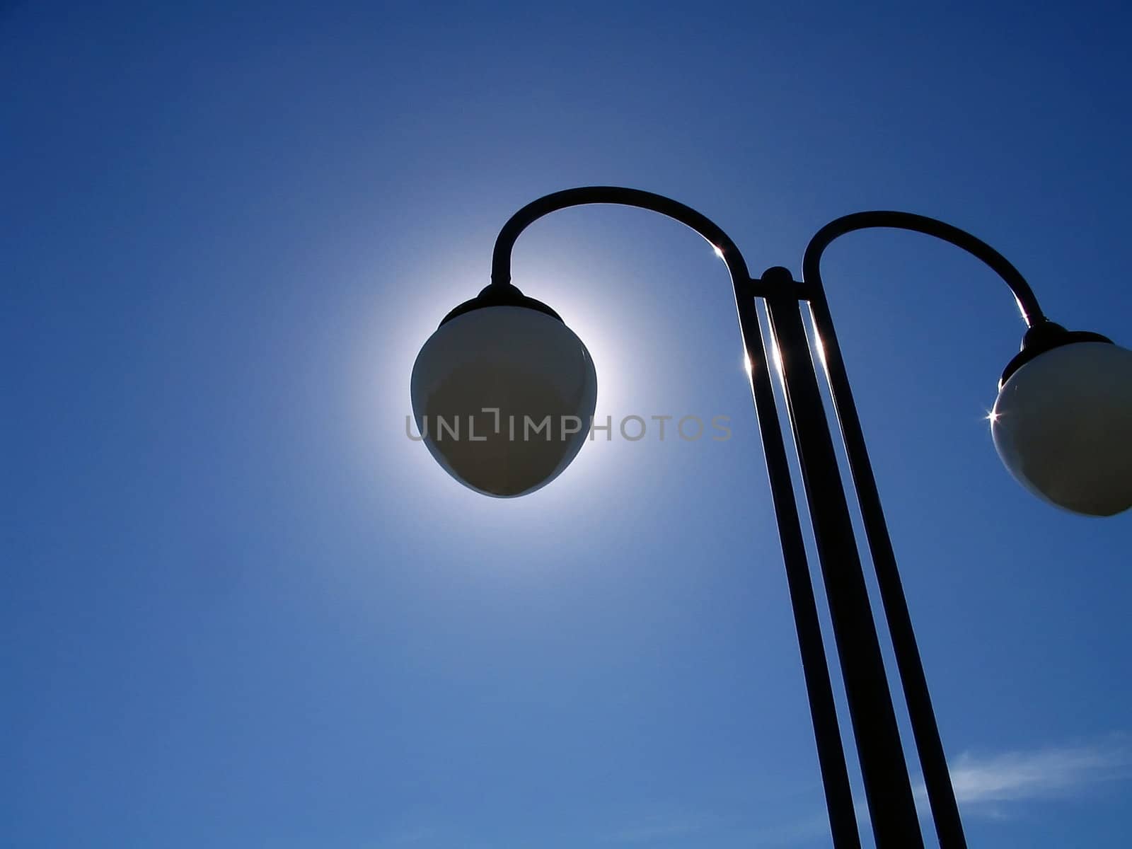 Lantern on sky background. Local sun eclipse. 