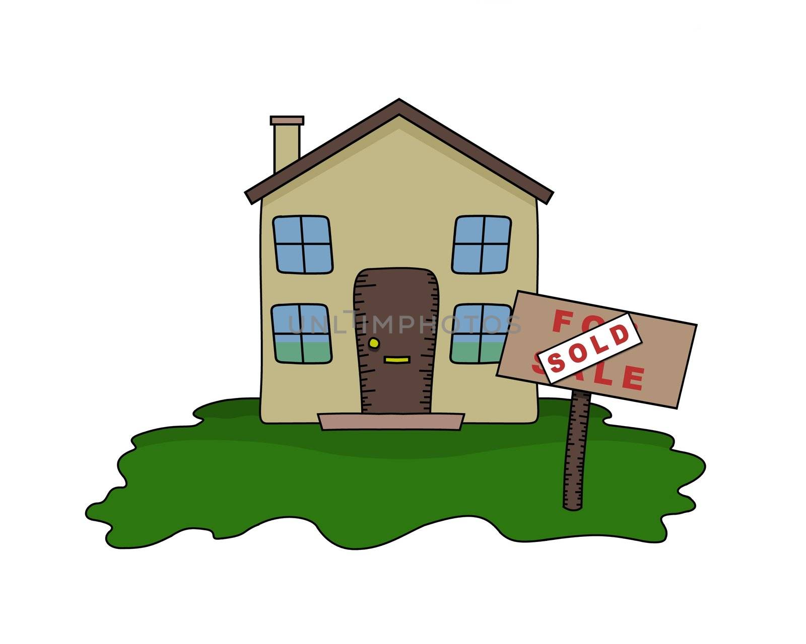 Illustrated House with Sold sign
