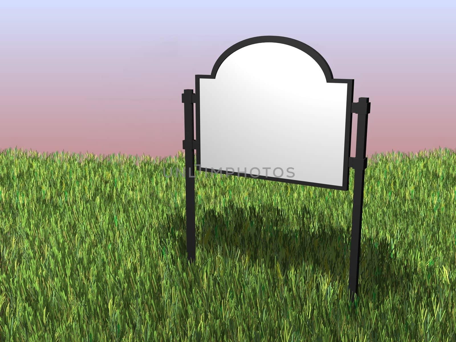 render of a sign situated in a field of grass