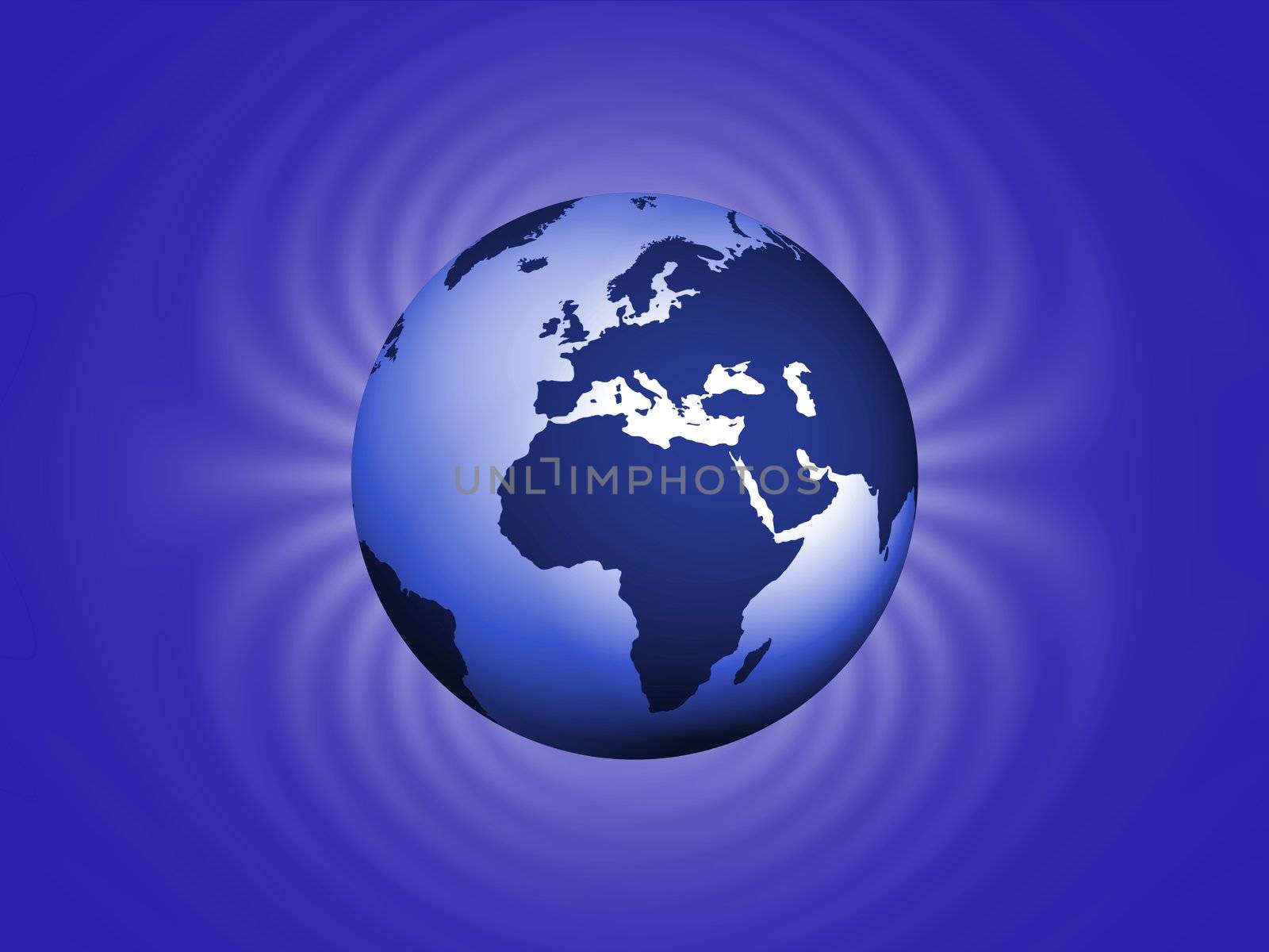 Illustrated planet earth with magnetic effect background