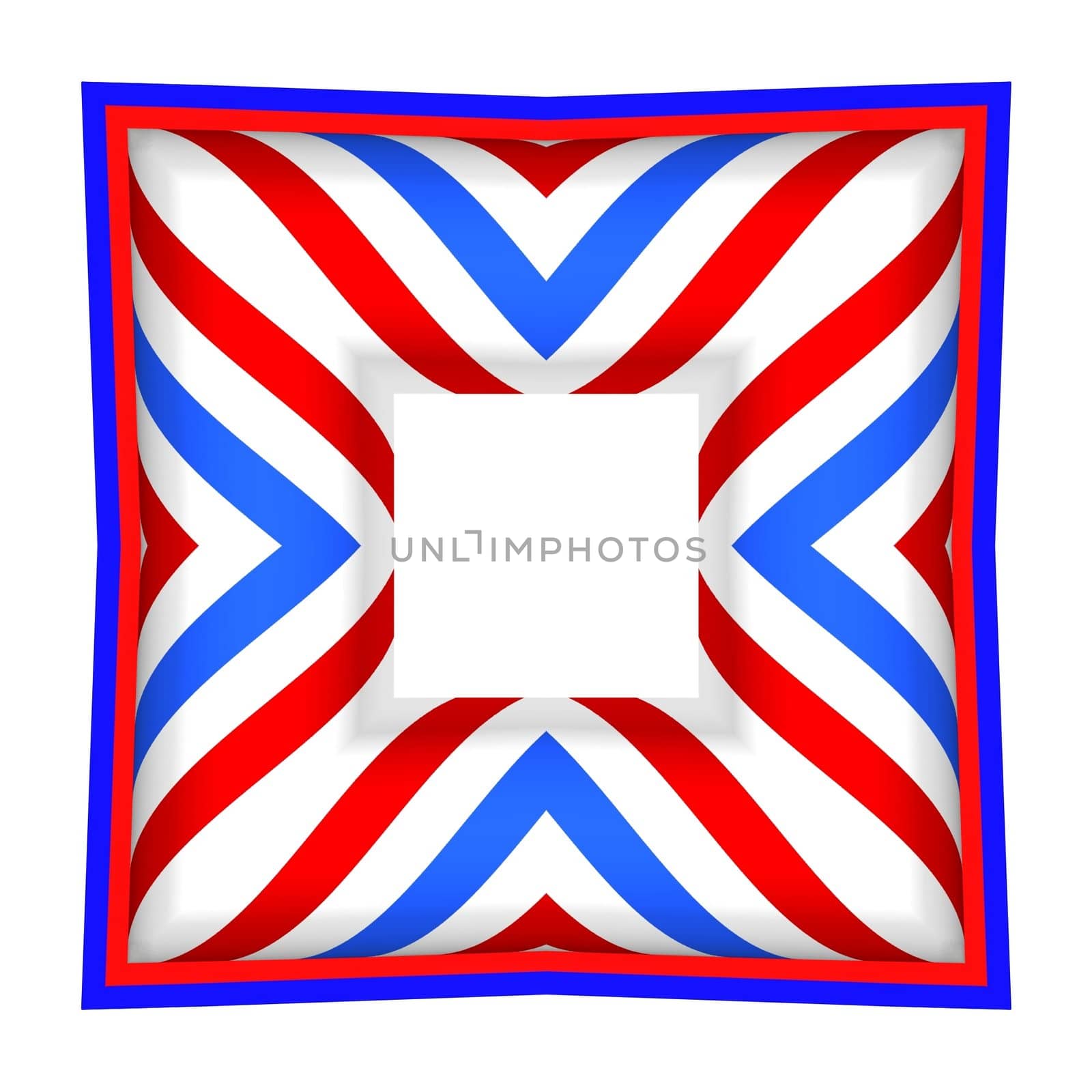 Red white and blue illustrated frame