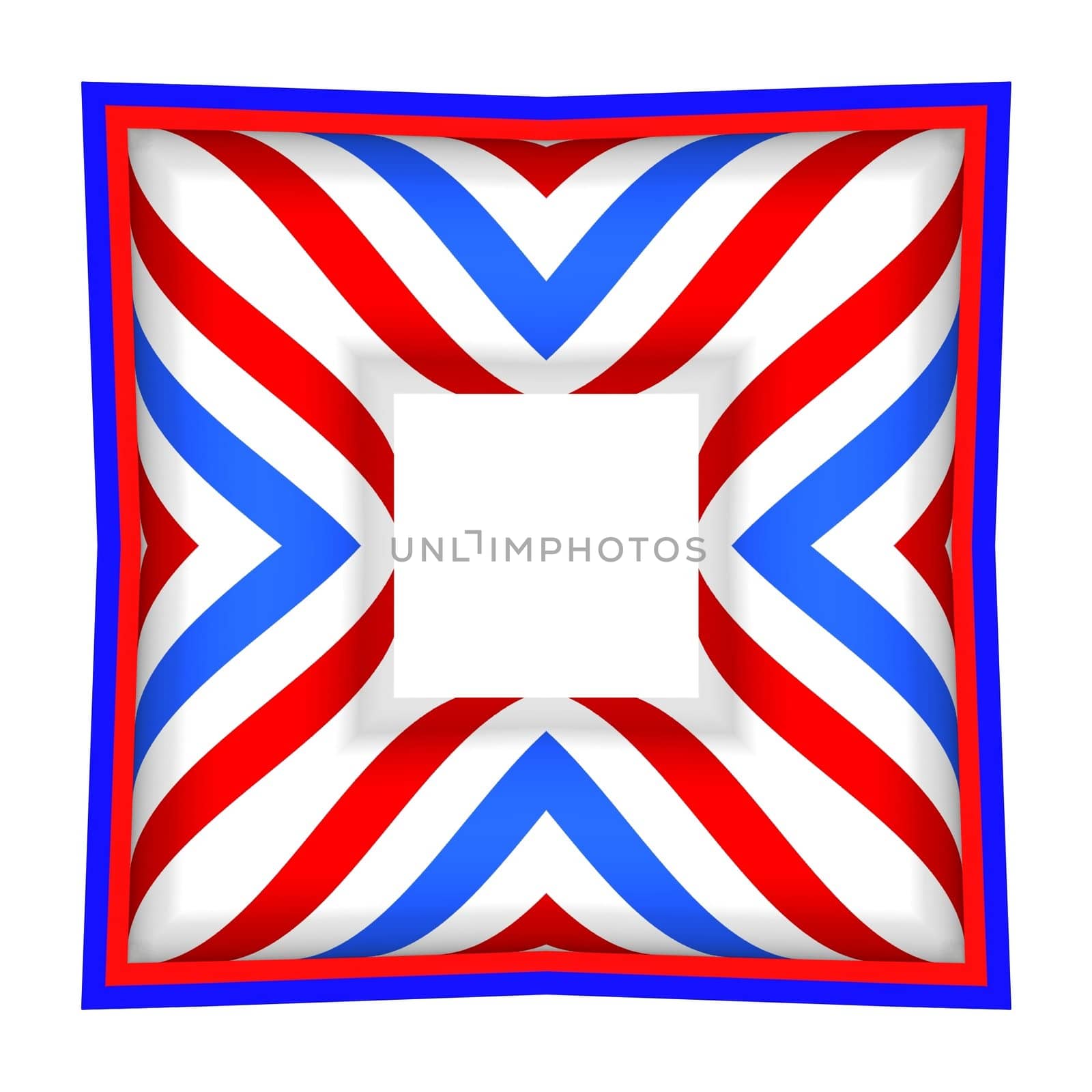 Red white and blue illustrated frame