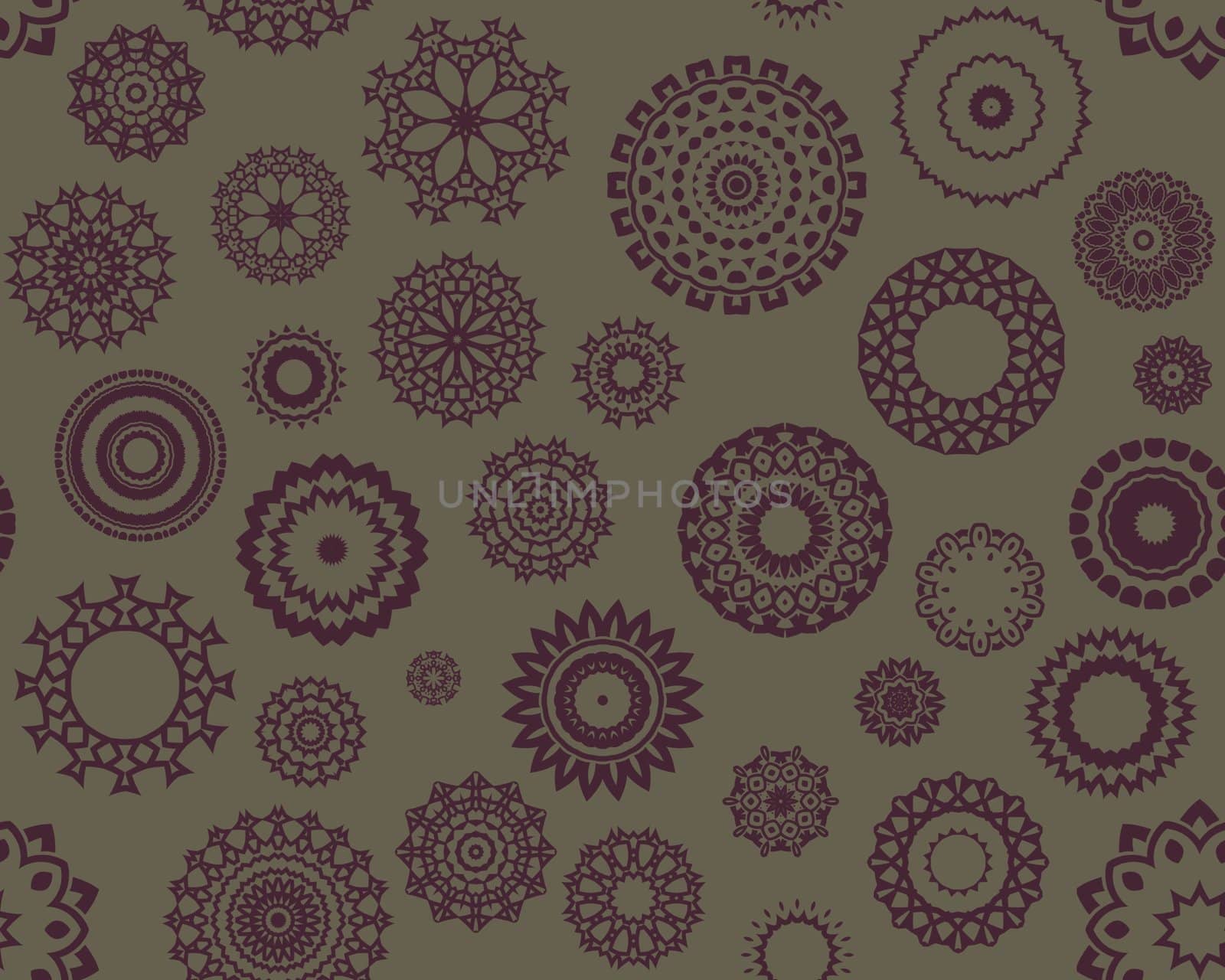 Abstract seamless background containing lots of kaleidoscopic shapes