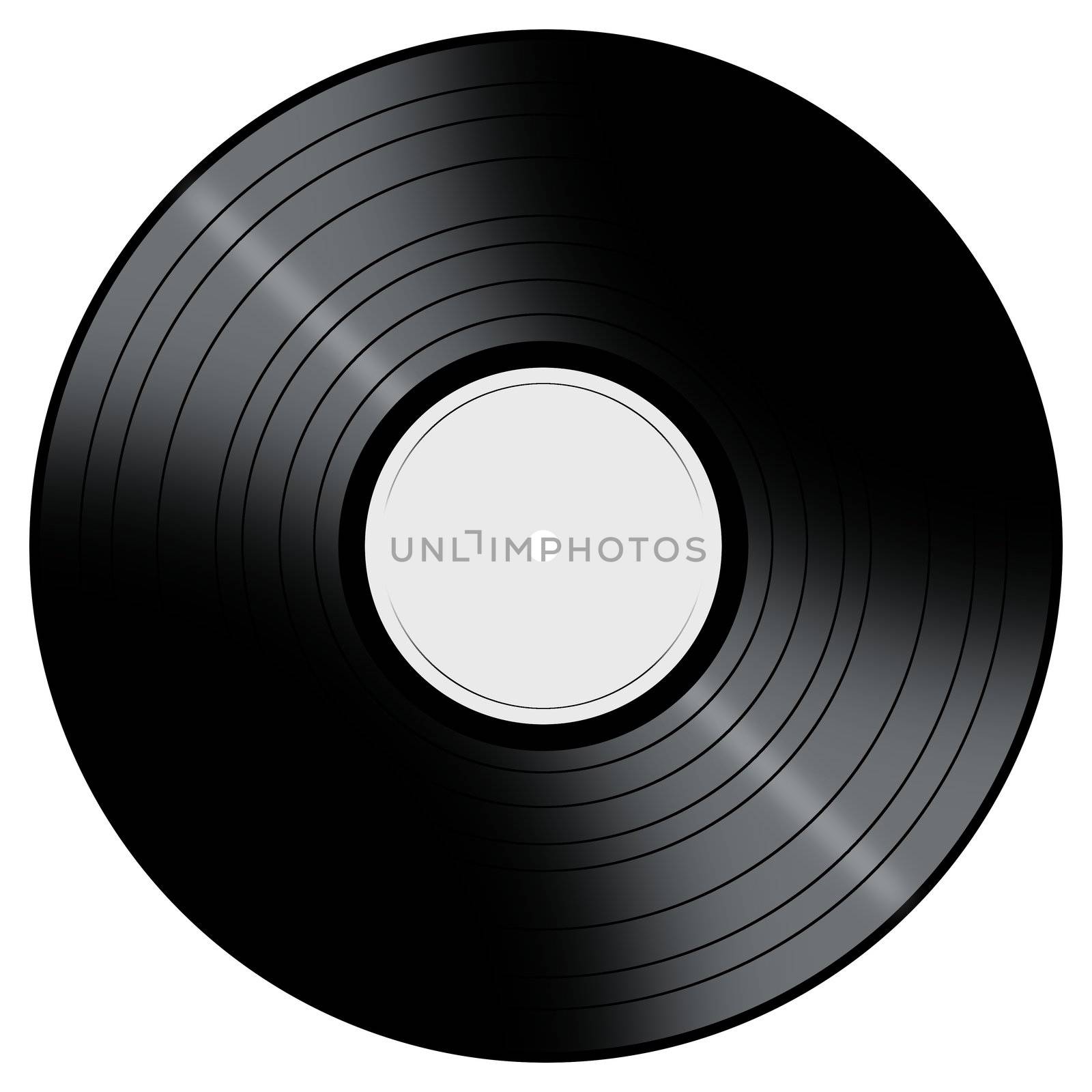 Vinyl Record with a color center on a white background.