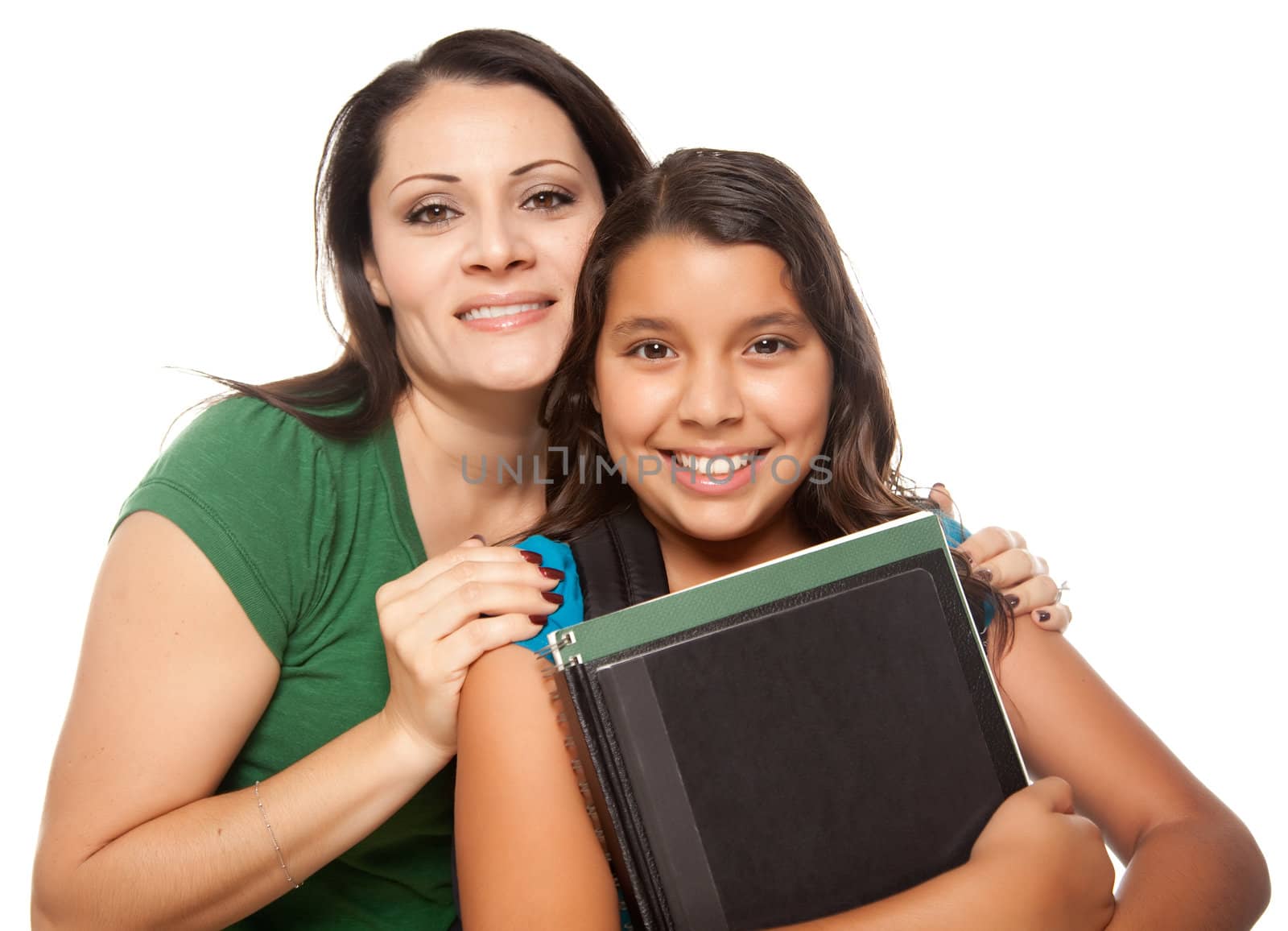 Hispanic Mother and Daughter Ready for School by Feverpitched