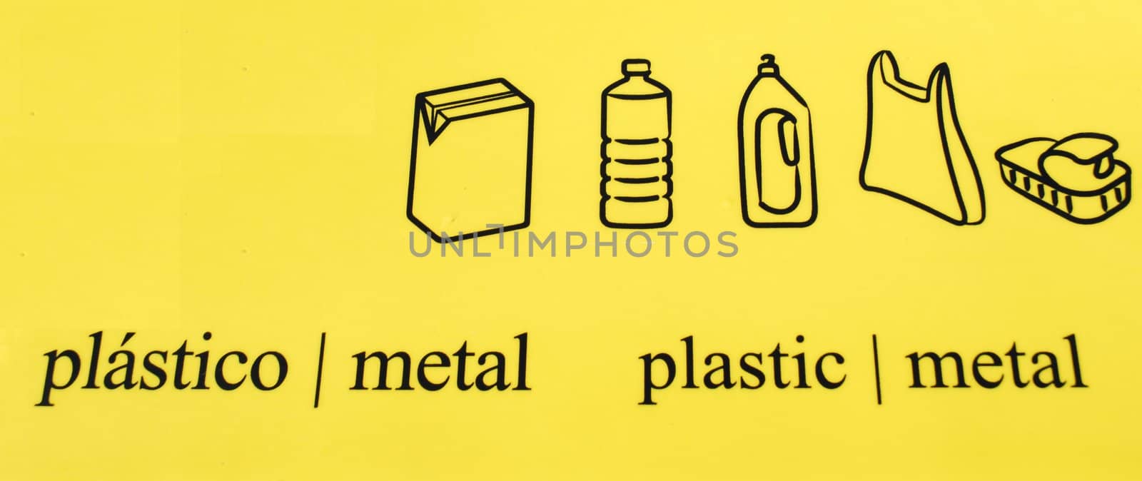 Plastic and Metal recycle symbols in different languages by luissantos84