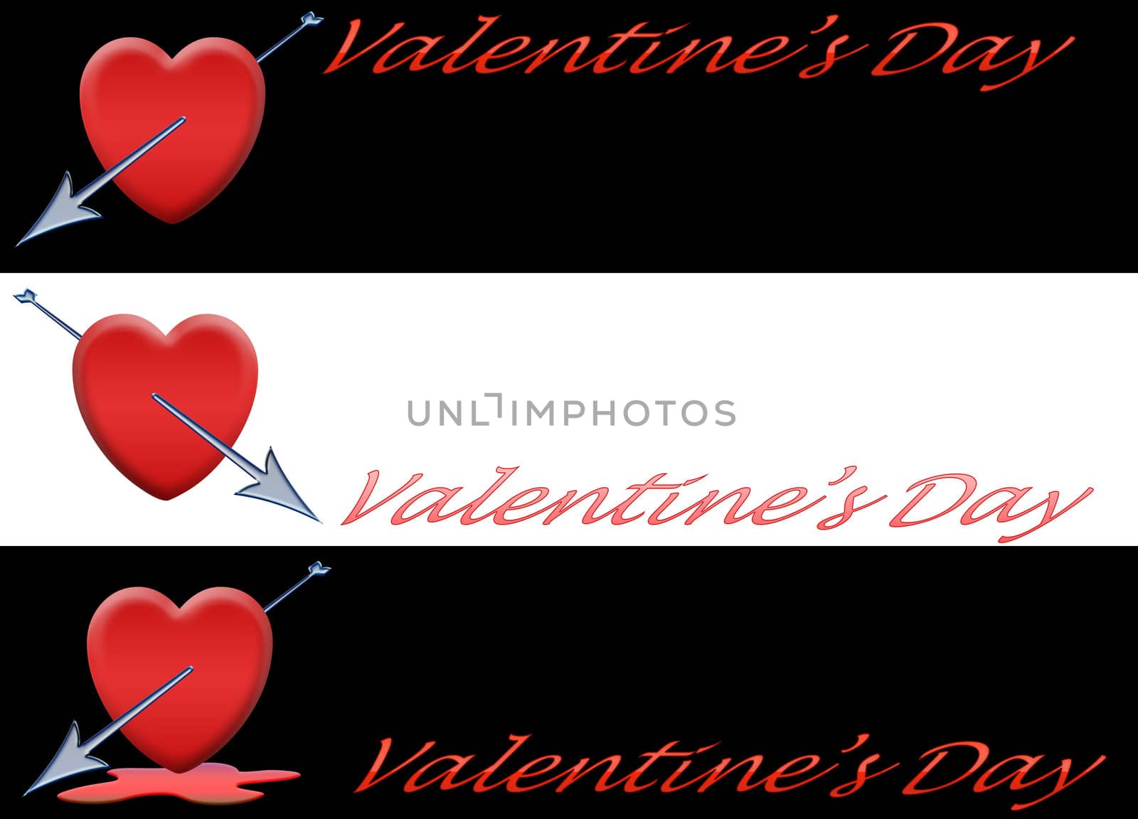 a set of three banner theme Valentine's day
