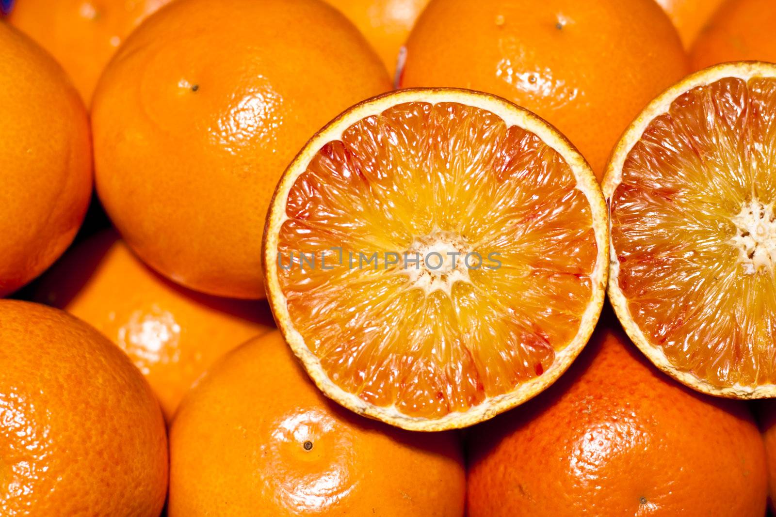 Oranges being sold at the local market.