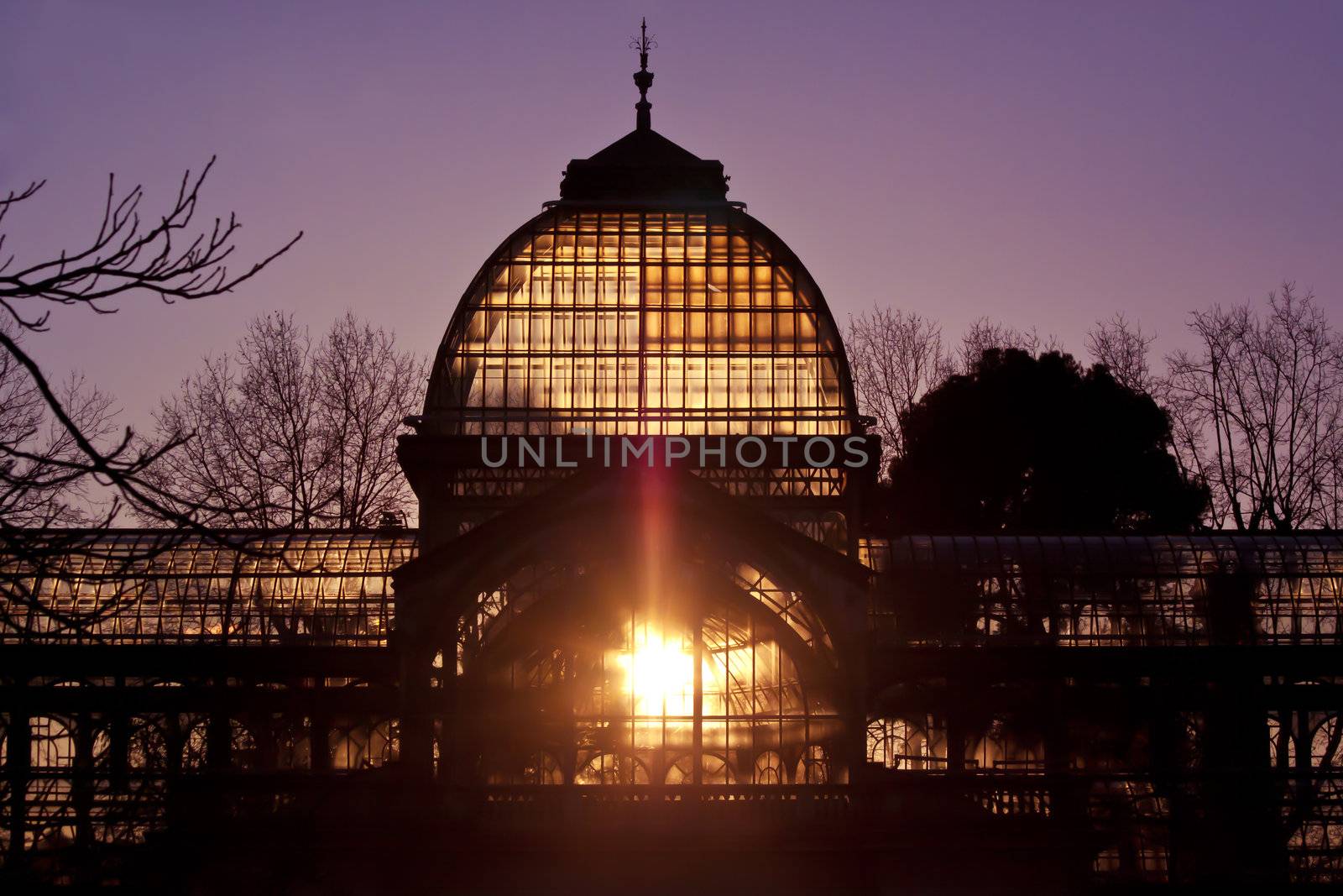 Palacio de Cristal in Retiro city park, Madrid, Spain