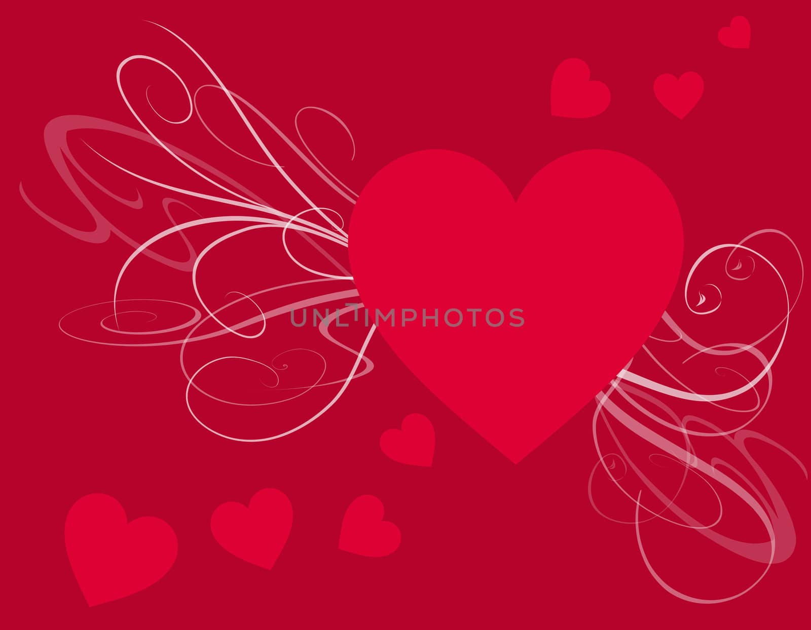 illustration or postcard with hearts and flowers ornaments 
