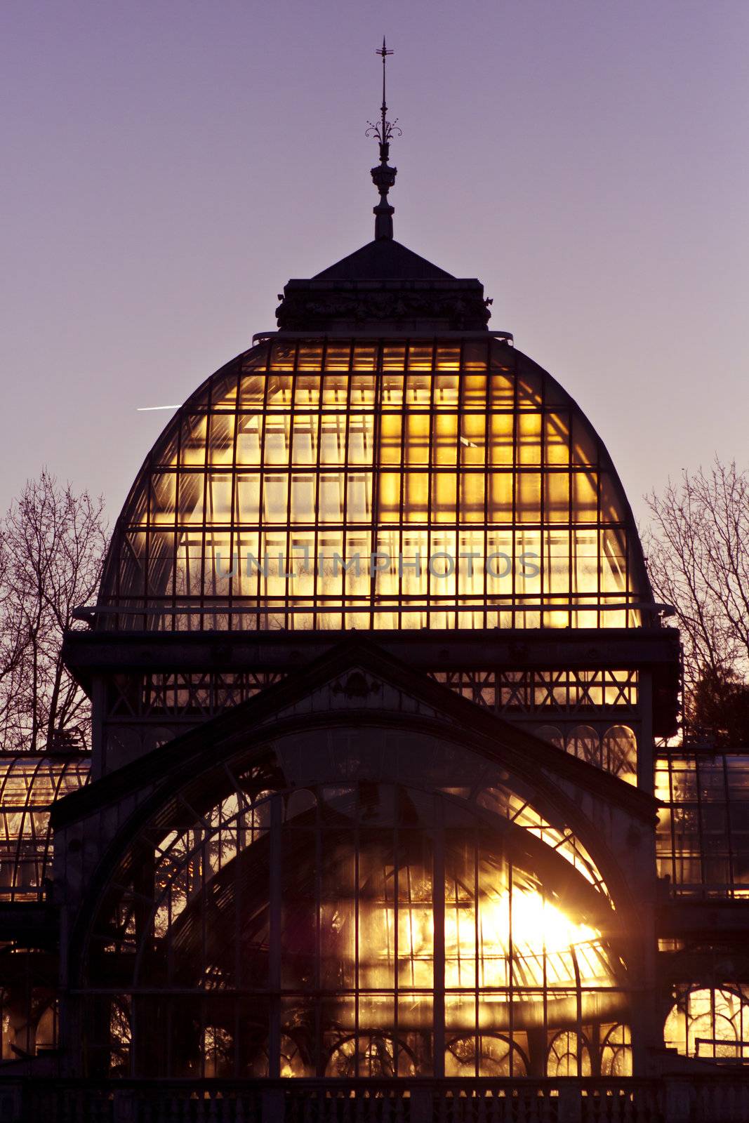 Palacio de Cristal in Retiro city park, Madrid, Spain