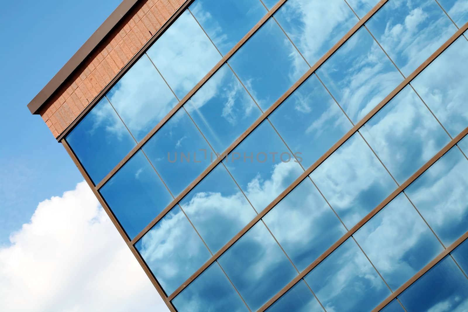 Beautiful clouds reflected in glass windows