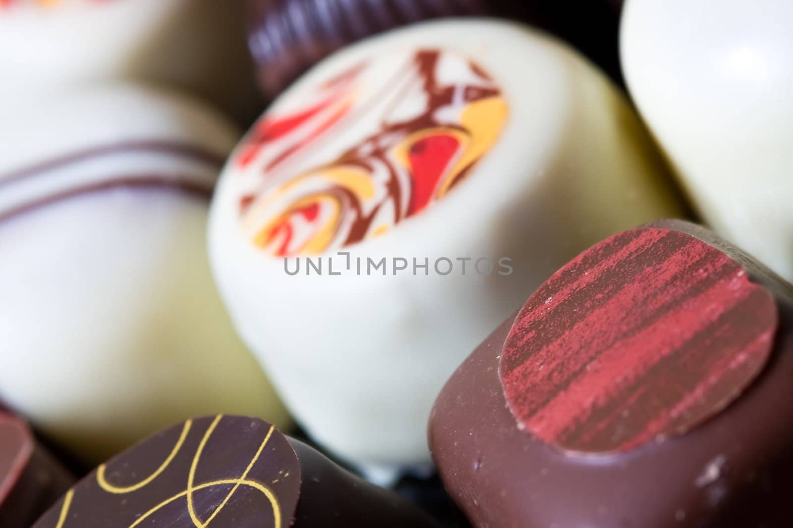 close up of fancy painted chocolate candy