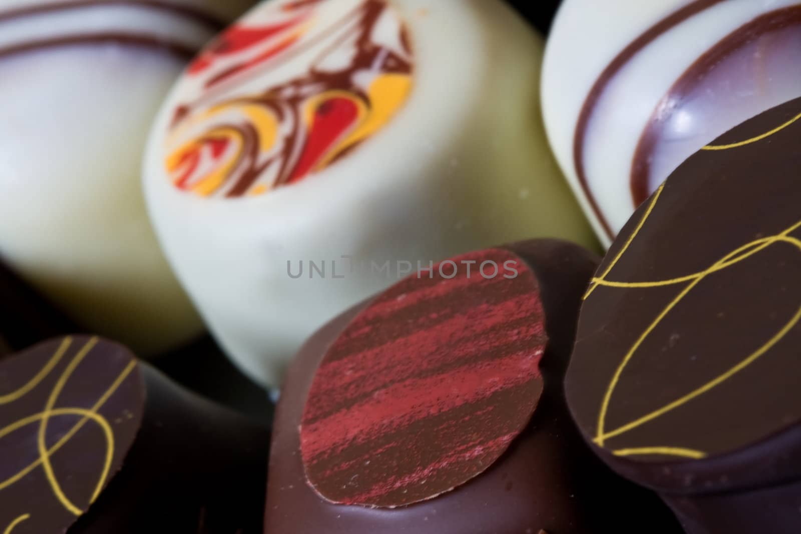 close up of fancy painted chocolate candy