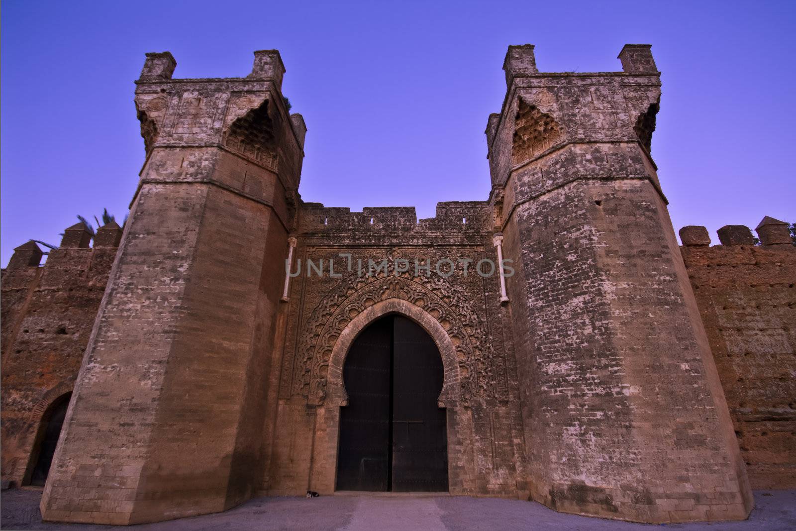 Main entras in an Imposant Arab Medieval Fortress in Rabat, Morocco