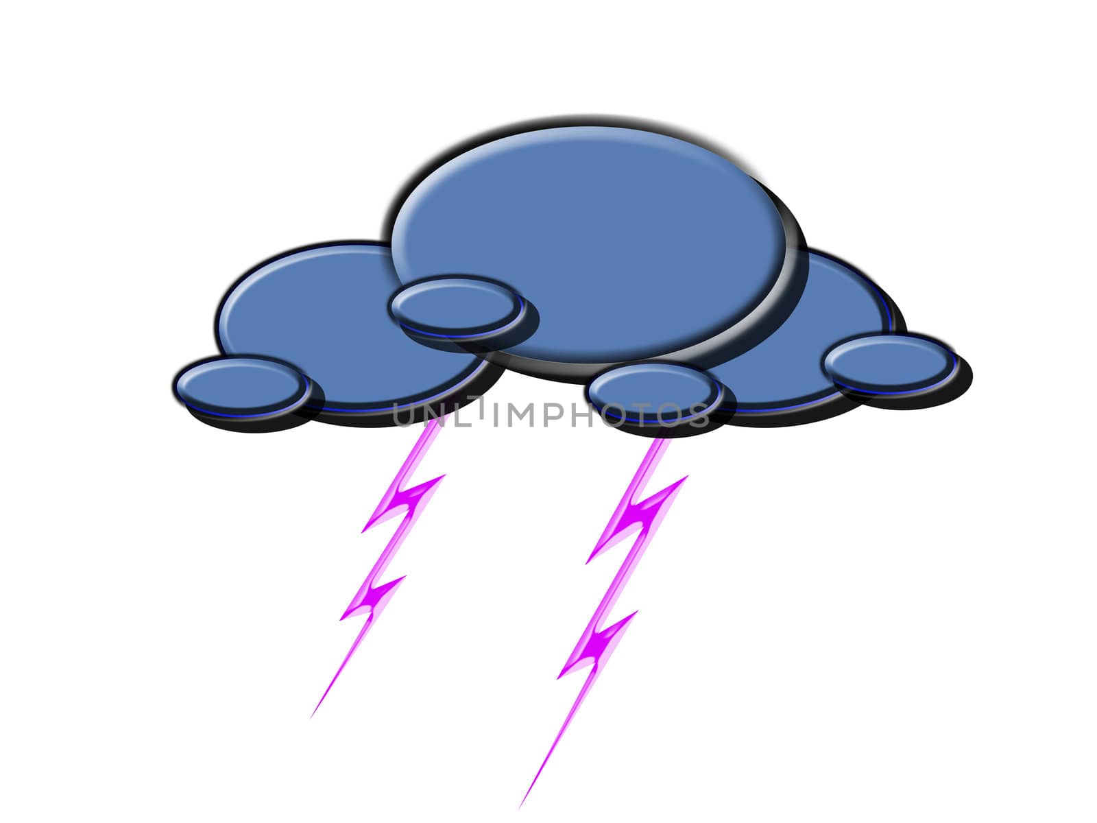 Icon of a rain with a thunder-storm on a white background