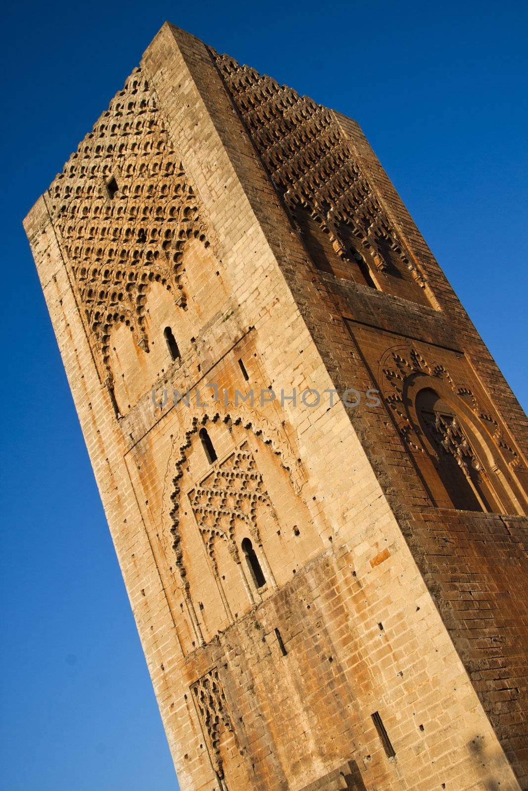 Hassan Tower, minaret of an unfinished twelfth_century mosque in Rabat, Morocco, North Africa