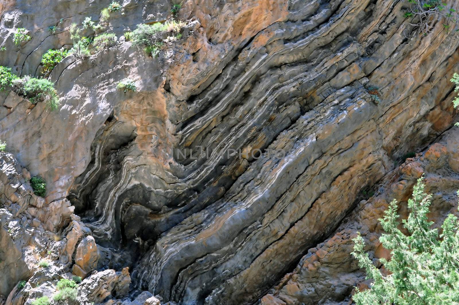 Travel photography: Rock texture. National Park of Samaria in the 

mediterranean island of Crete