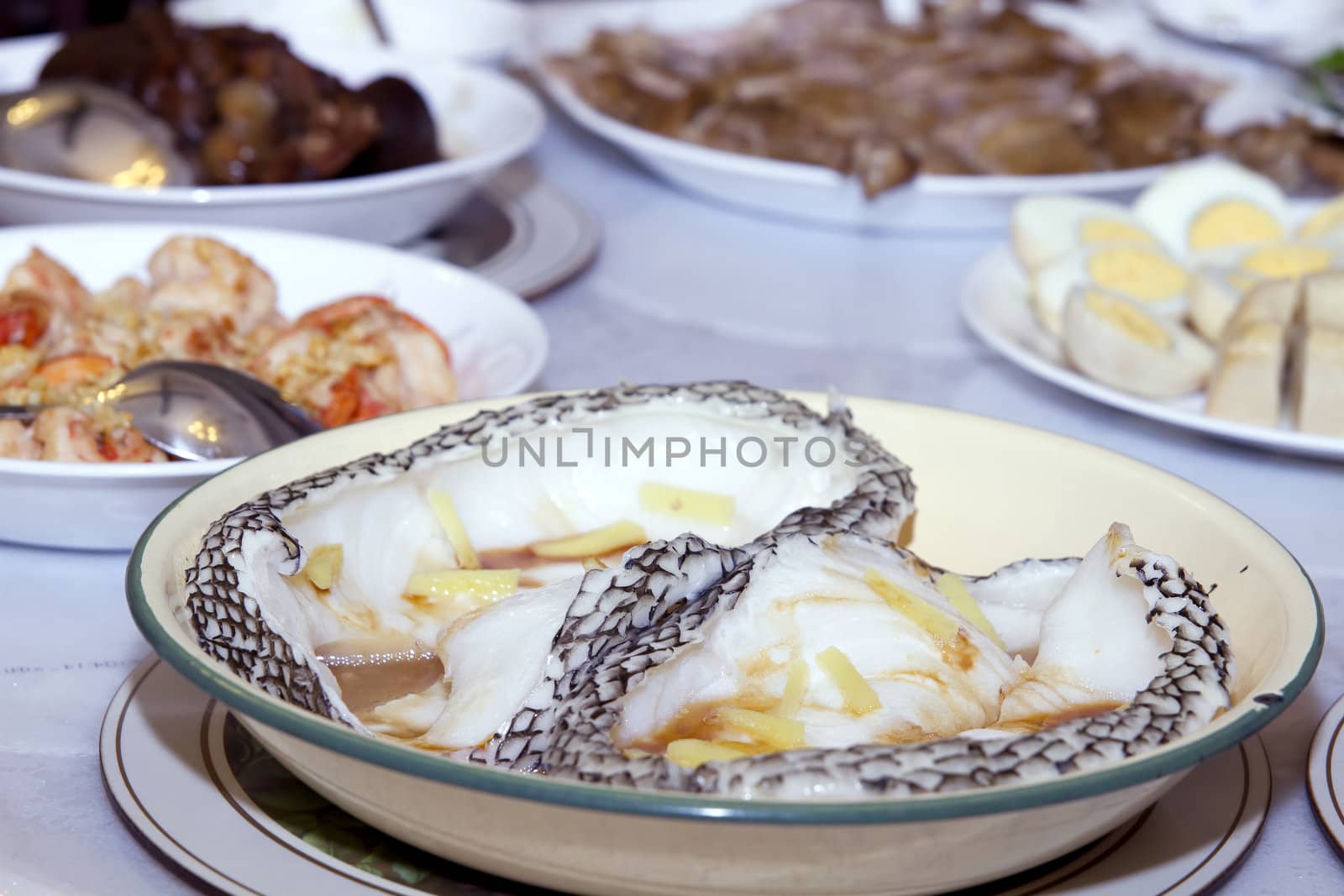 Steamed Sea Bass Fish with Ginger and Soy Sauce by Davidgn