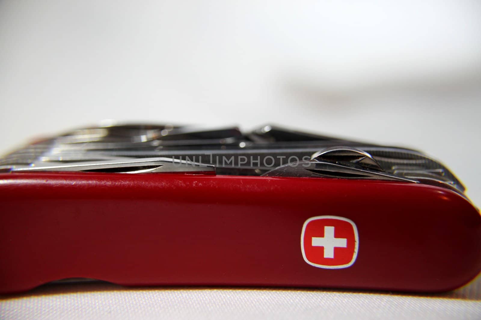 Close up of a swiss army knife with closed tools