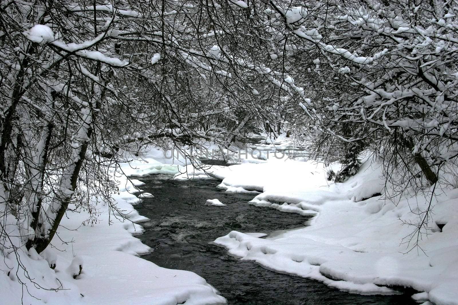 Open water found on river after a heavy snowfall