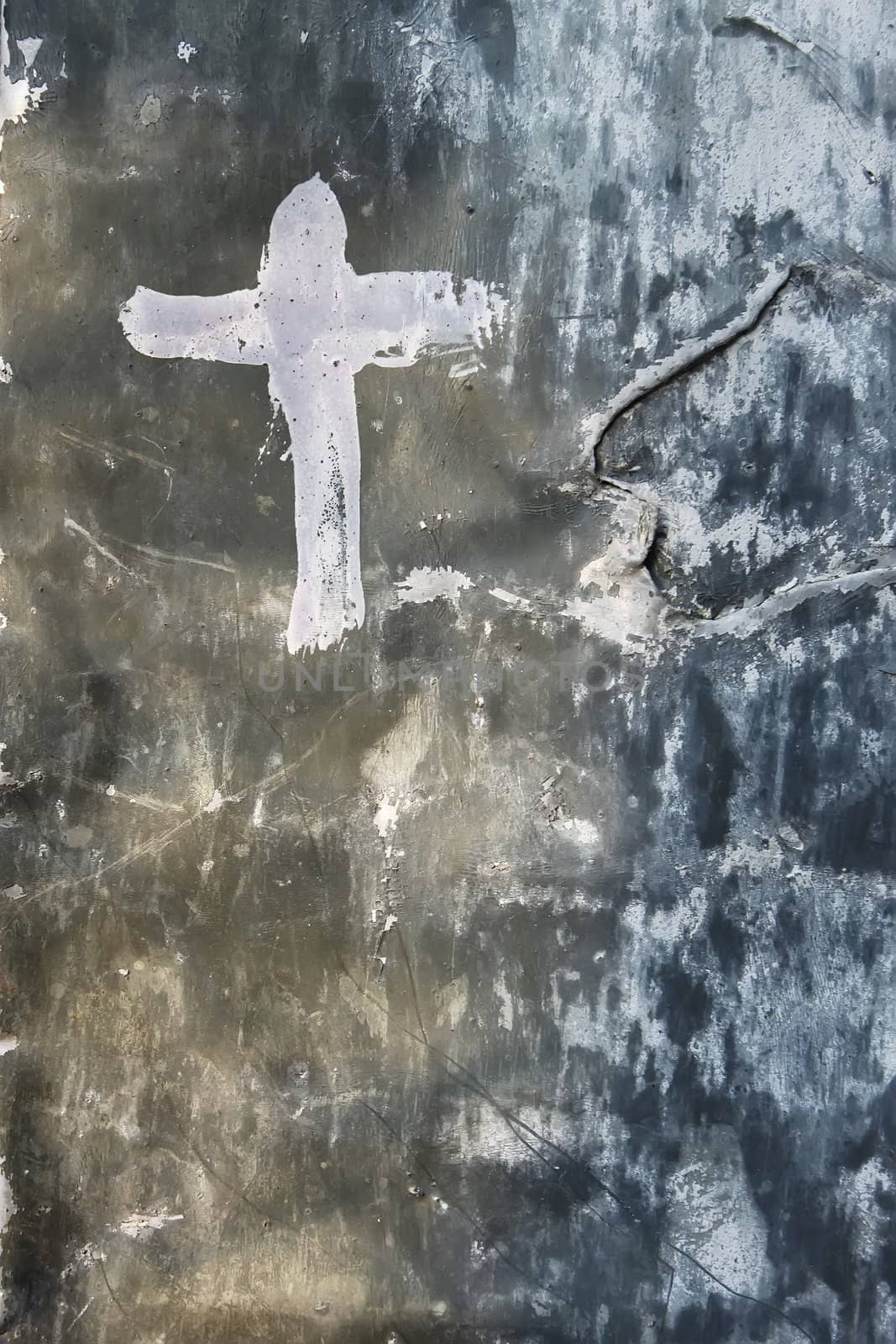 White Cross on a gray and blue background by qiiip