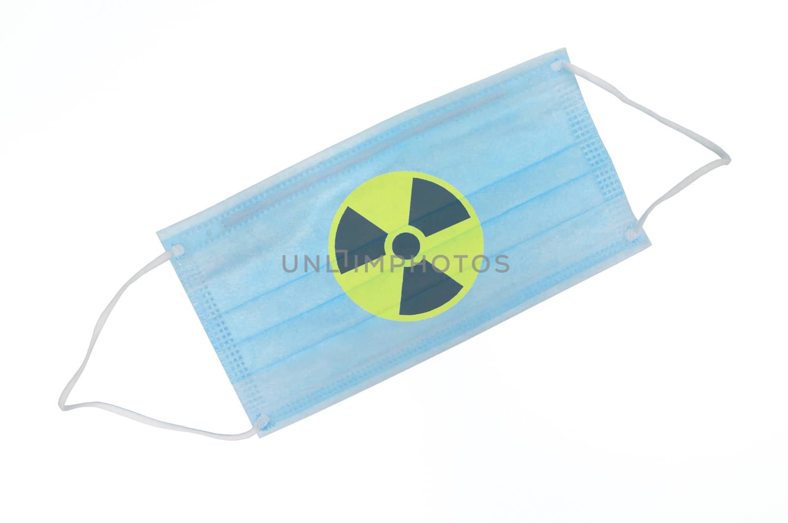 The medical mask isolated for protection from radioactive particles on the white background.