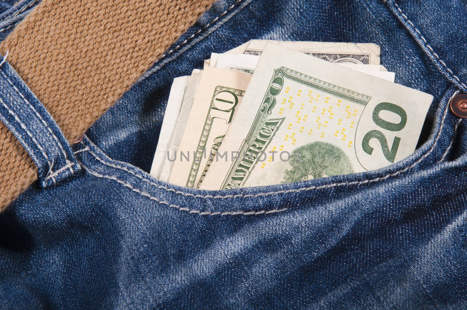 New jeans and money in a pocket.