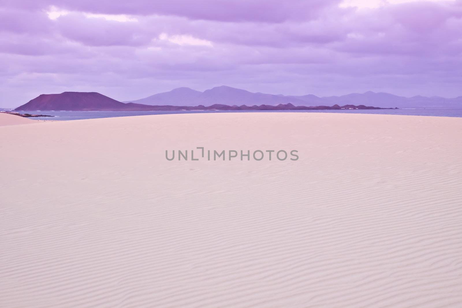 Cold evening light over the dessert on Canary Island Fuerteventura