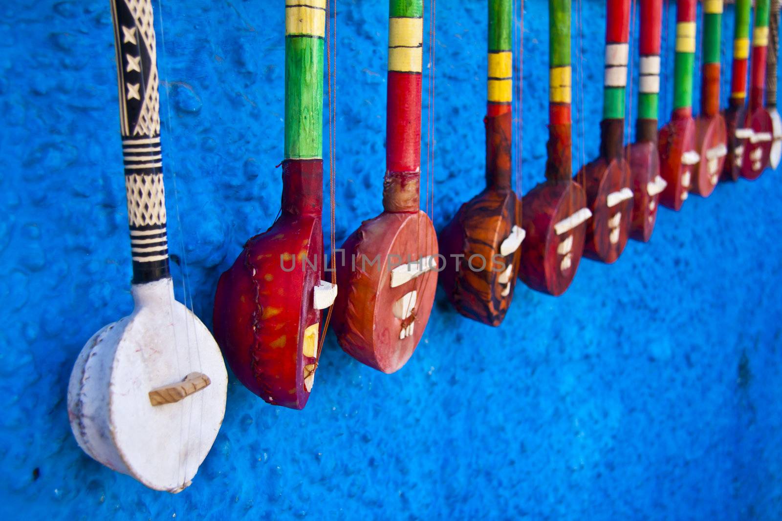 Traditional african instruments selling as a travel souvenirs.