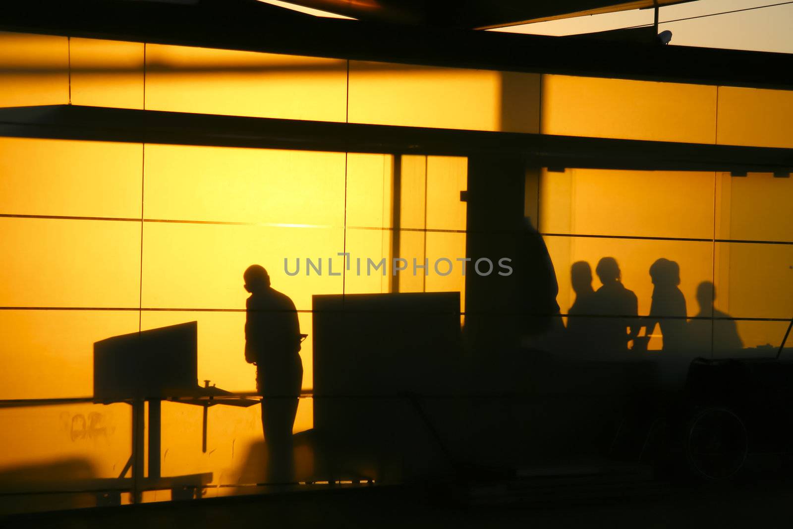 Silhouette of a guardians in a
travel inspection point