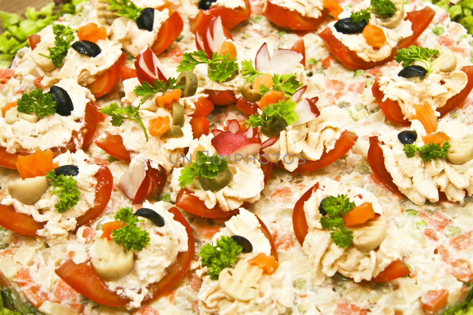 Detail of the salad from the catering buffet
