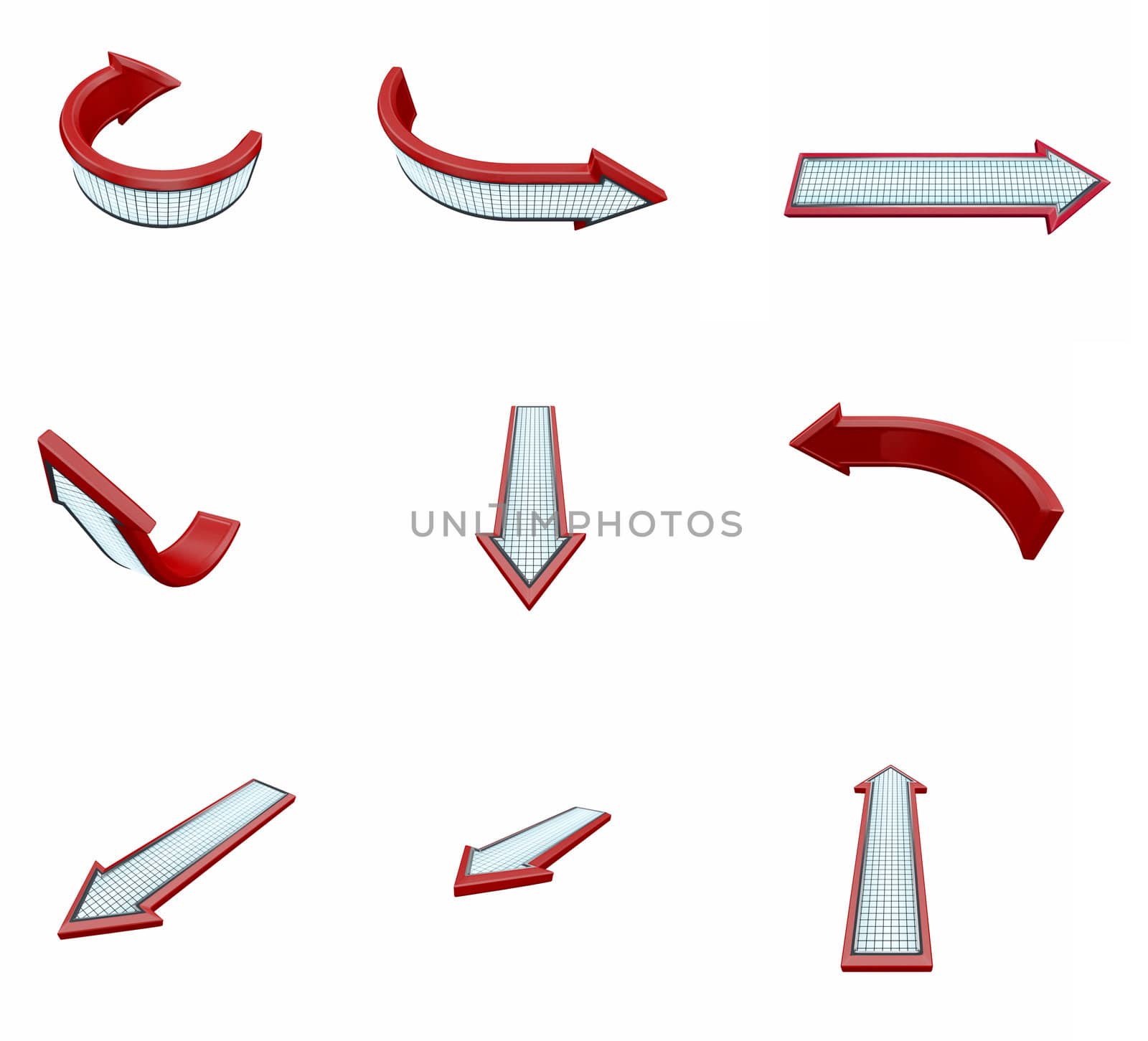 3d arrows on white background