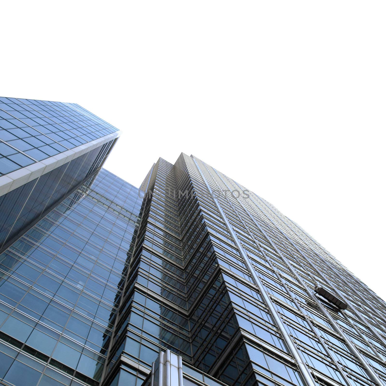 Modern skyscrapers isolated over white background with copy space