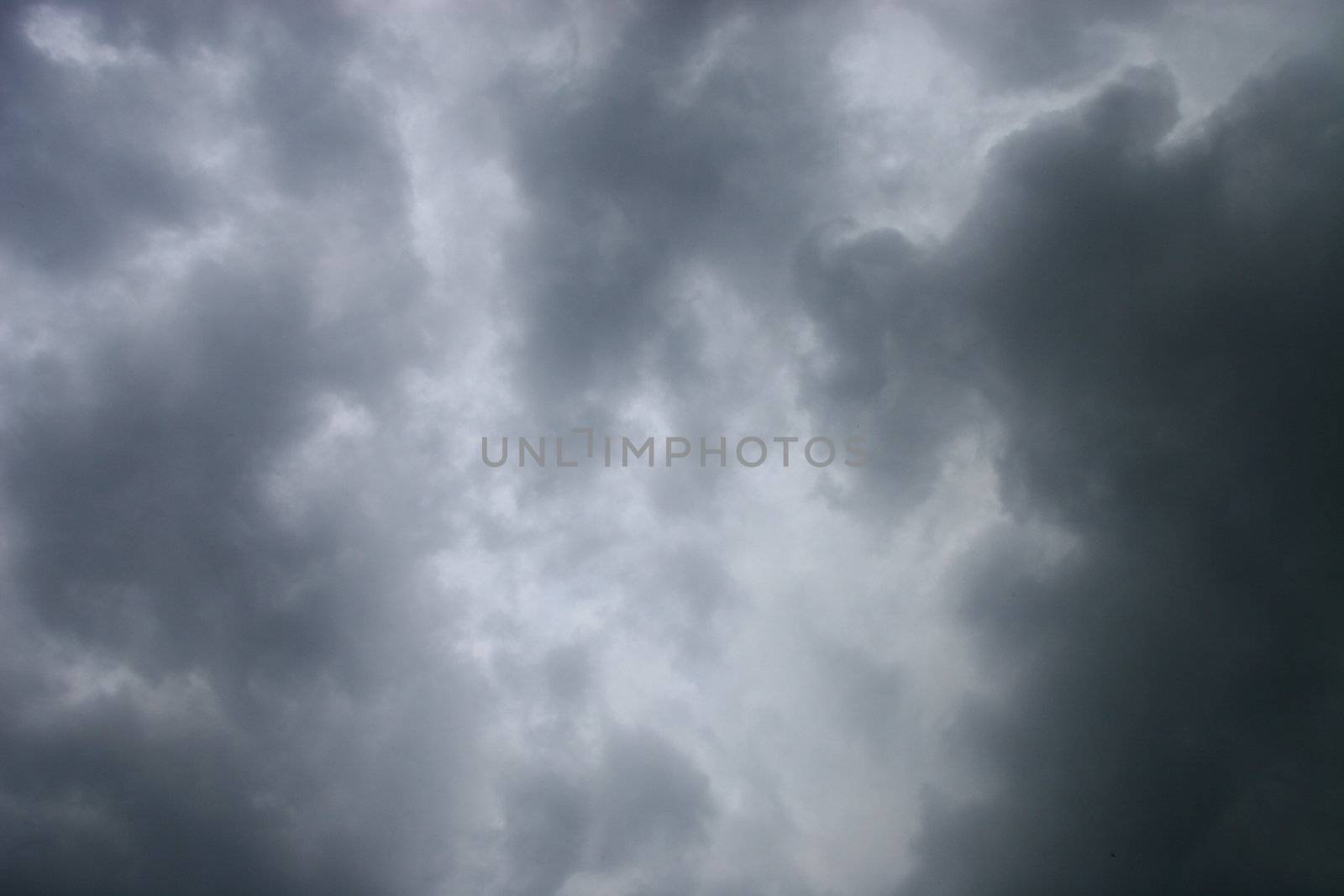 cloudscape of stormy looking clouds of dark greys
