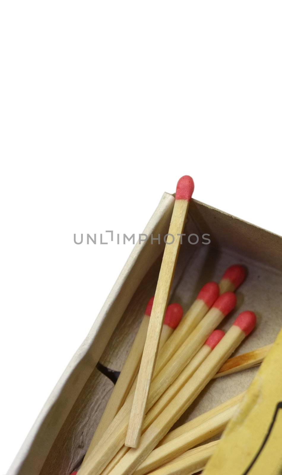 match sticks in a cardboard box isolated on white