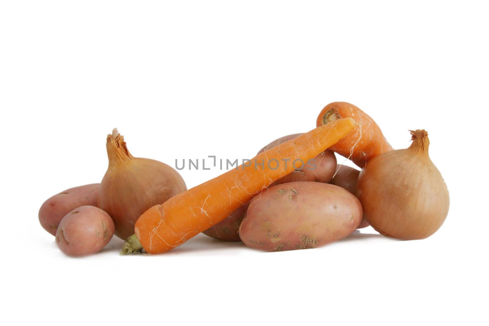 raw vegetables isolated over white