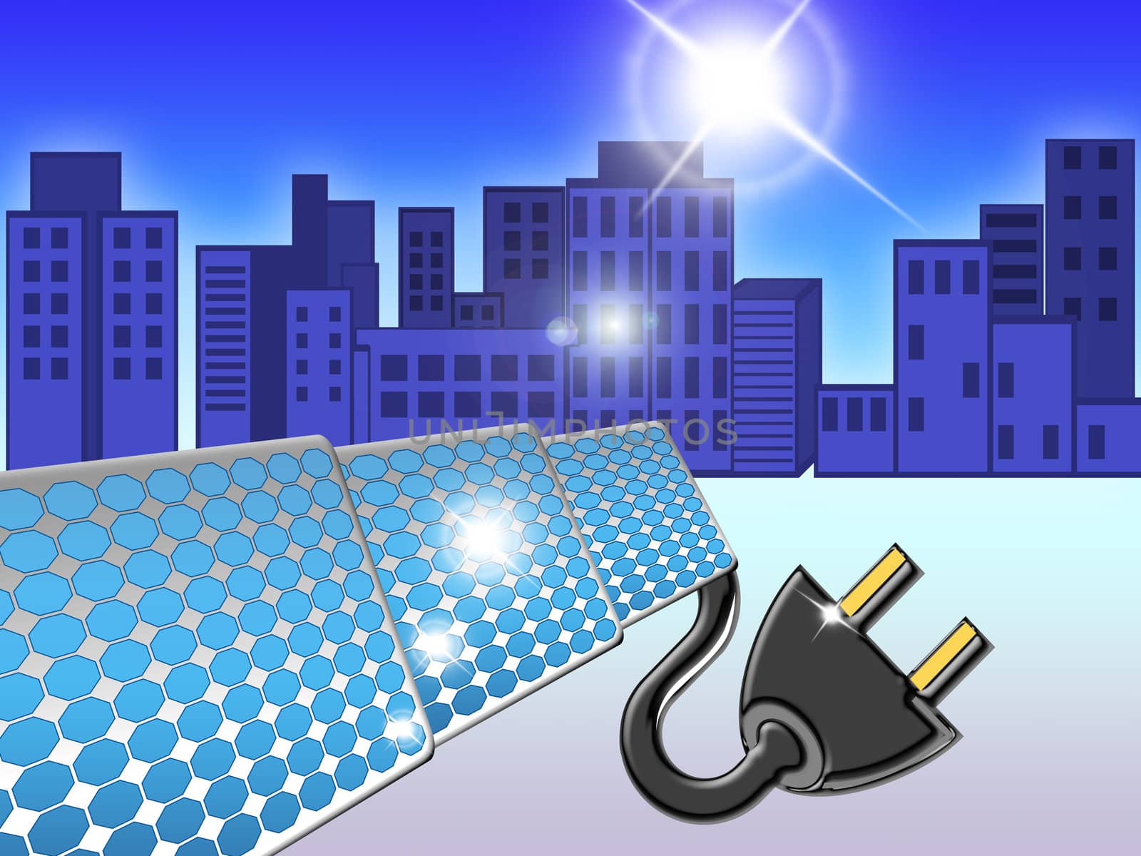 Solar panels provide power for the city
