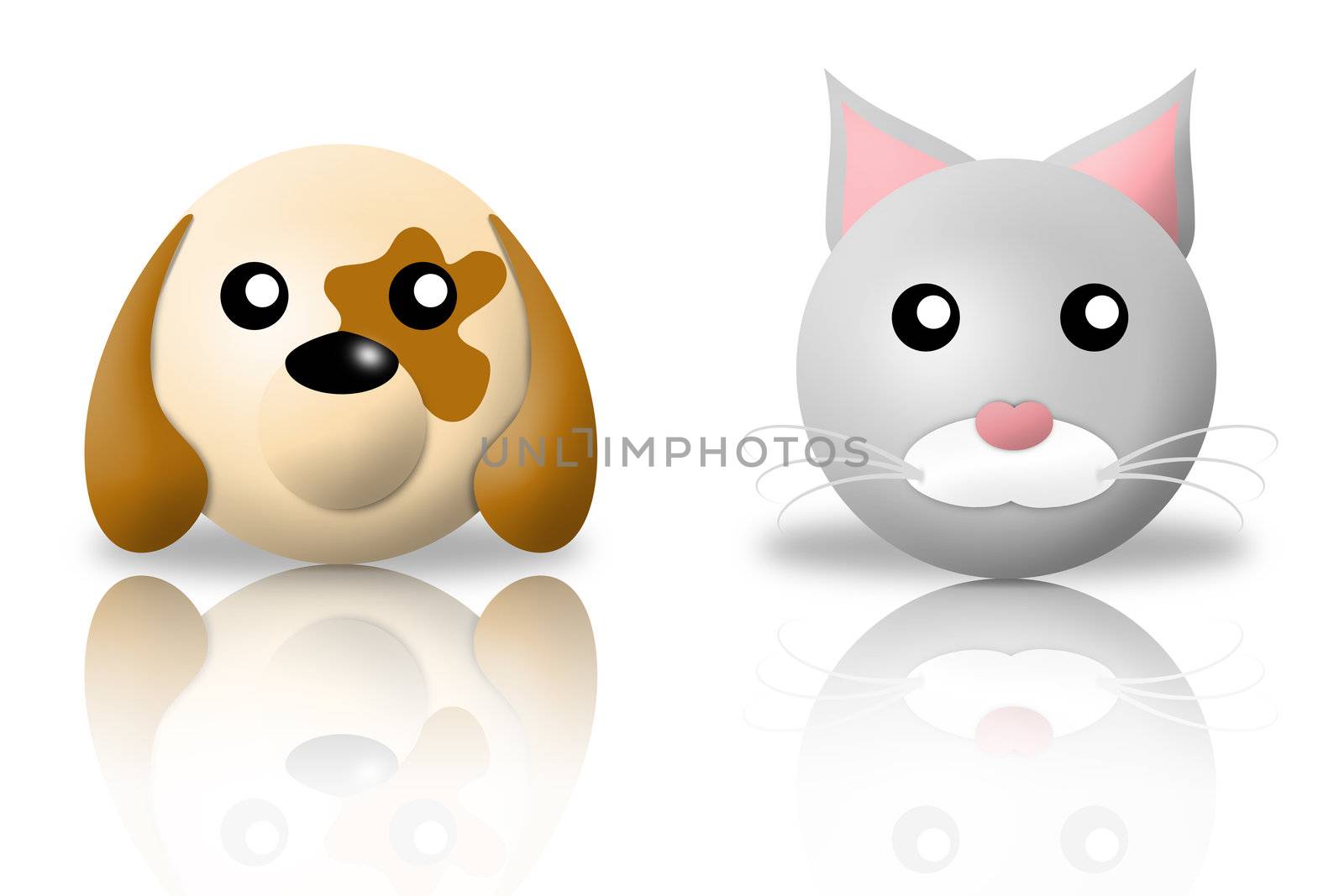 animals icons - Dog and cat . white background and reflection