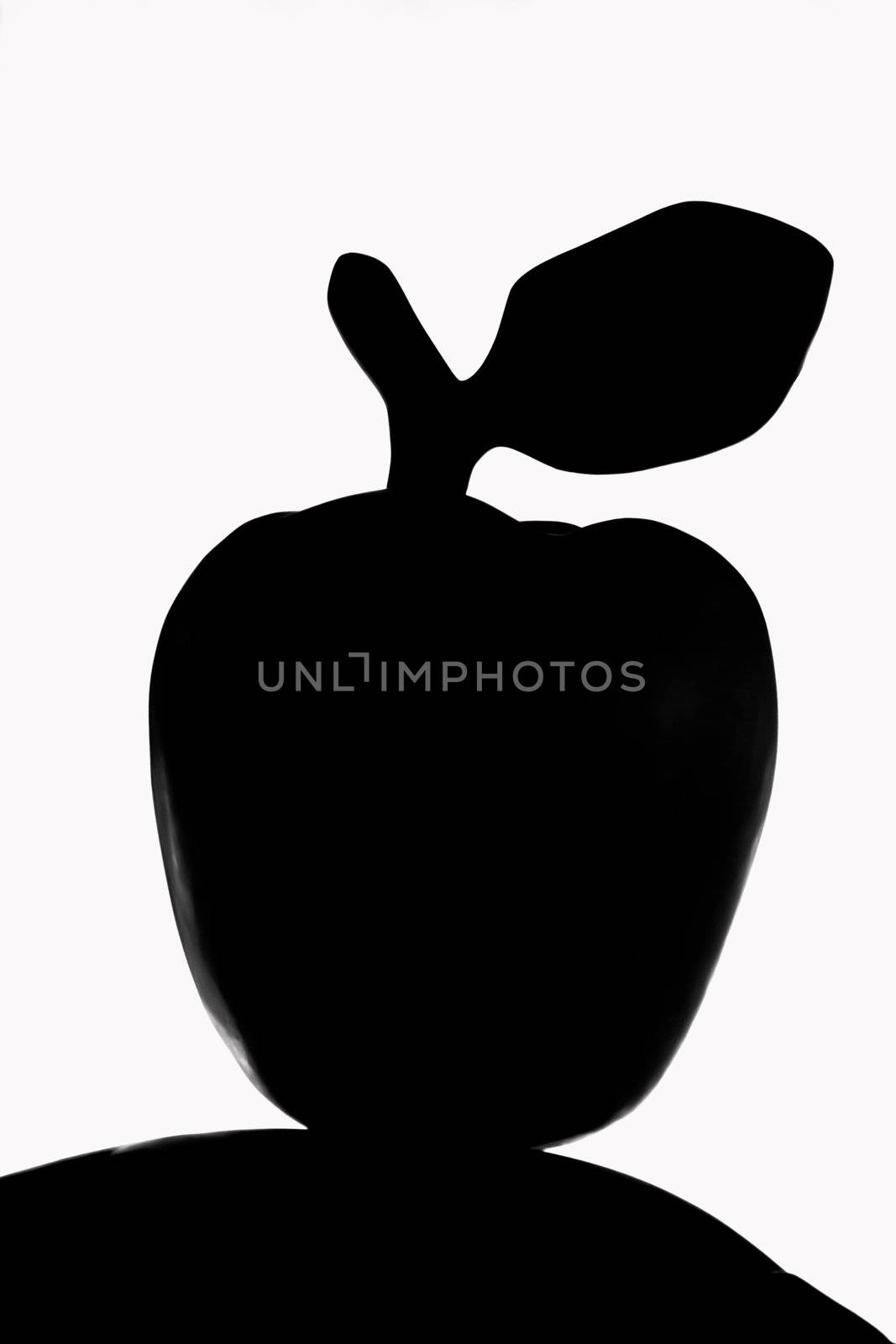 Black apple silhouette isolated on the white background